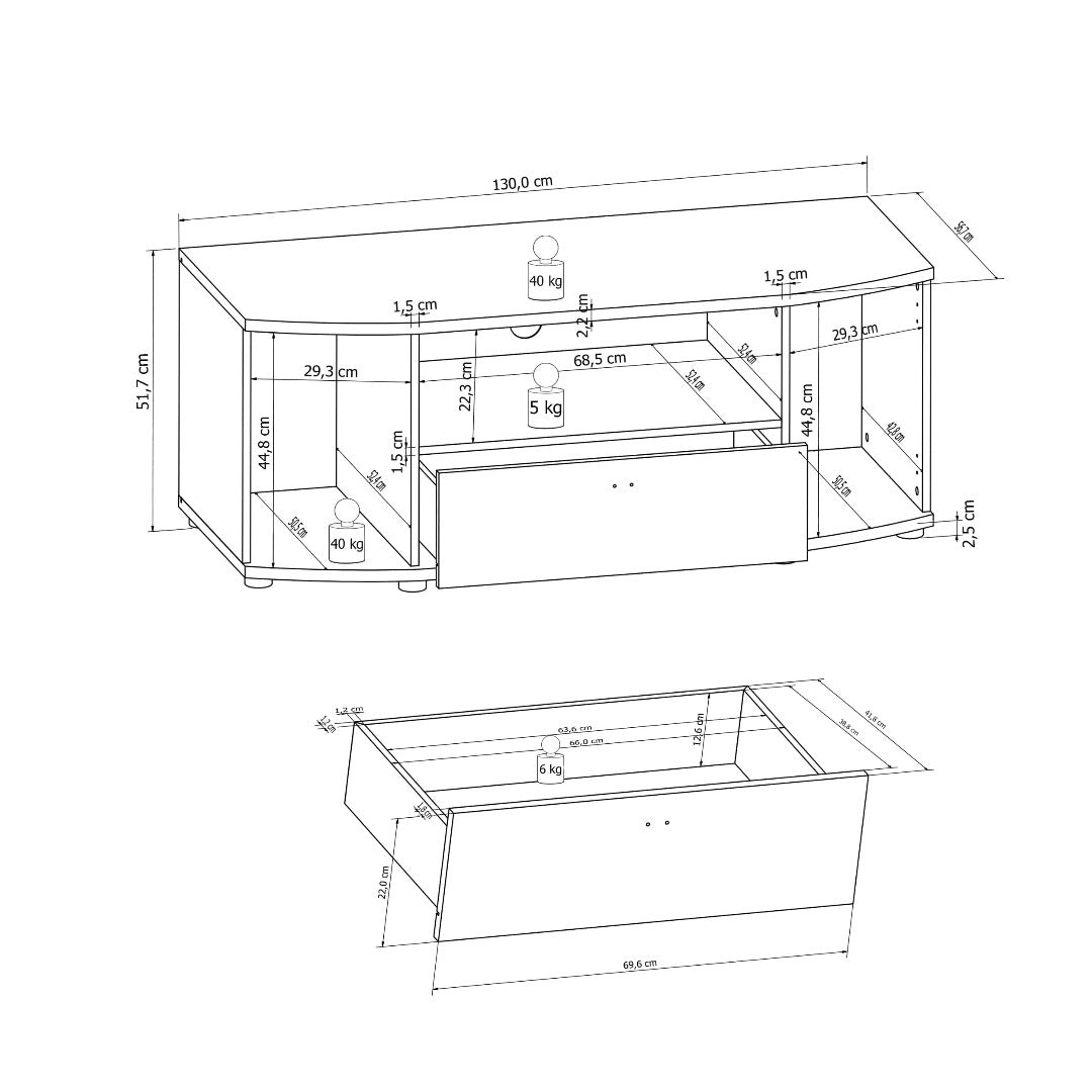 Rondo 03 TV Cabinet 150cm [Concrete Grey]