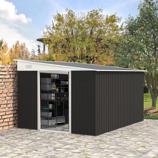 Outsunny 3,3 x 2,68 m Falista metalowa szopa - czarna
