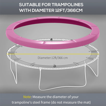 SPORTNOW 12FT Trampoline Spring Cover, Plastic Trampoline Pad Replacement with Elastic Cord, Waterproof, UV Resistant and Tear-Resistant, Pink