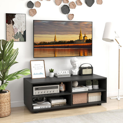Home TV Stand with 5 Positions Adjustable Shelves for TV up to 4 Cubbies-Black