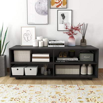 Home TV Stand with 5 Positions Adjustable Shelves for TV up to 4 Cubbies-Black