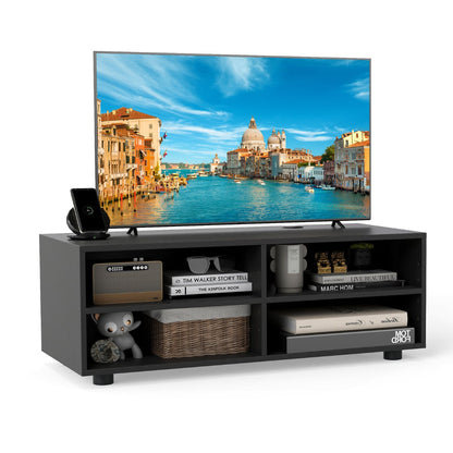 Home TV Stand with 5 Positions Adjustable Shelves for TV up to 4 Cubbies-Black