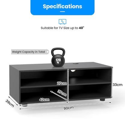 Home TV Stand with 5 Positions Adjustable Shelves for TV up to 4 Cubbies-Black