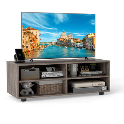 Home TV Stand with 5 Positions Adjustable Shelves for TV up to 4 Cubbies-Grey