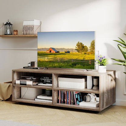 Home TV Stand with 5 Positions Adjustable Shelves for TV up to 4 Cubbies-Grey