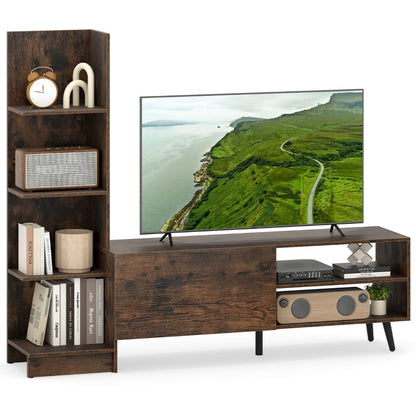 TV Stand for TVs up to 50 Inches with Adjustable Shelf for Living Room Bedroom-Rustic Brown