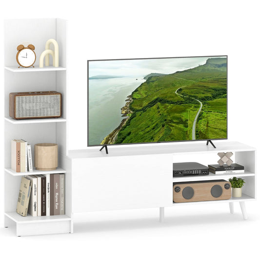 TV Stand for TVs up to 50 Inches with Adjustable Shelf for Living Room Bedroom-White