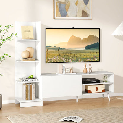 TV Stand for TVs up to 50 Inches with Adjustable Shelf for Living Room Bedroom-White