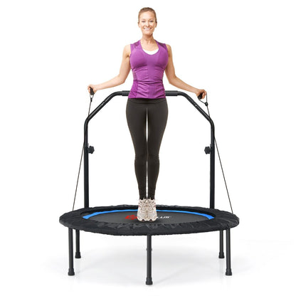 101cm Foldable Trampoline with 4-Level Adjustable Handle for Adults-Blue