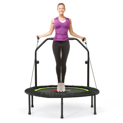 101 cm Mini Trampoline with 2 Resistance Bands and Adjustable Foam Handle - Green