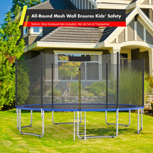 8/9/12 Feet Trampoline Safety Net with Dual-Headed Zippers-9FT