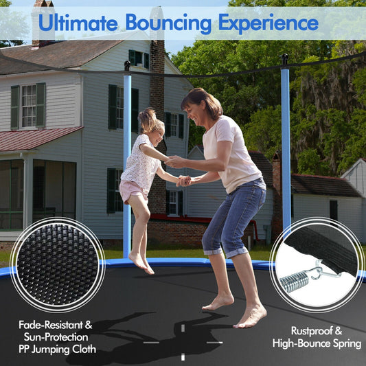 8/10/12FT Outdoor Trampoline with Enclosure Net and Ladder-10FT