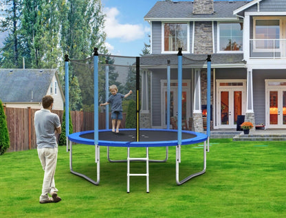 8/10/12FT Outdoor Trampoline with Enclosure Net and Ladder-12FT