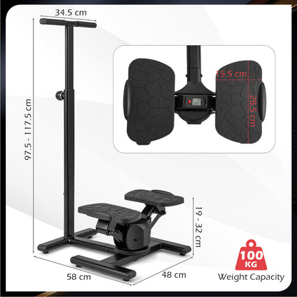Twist Stepper with Adjustable Handlebar and LCD Monitor-Black