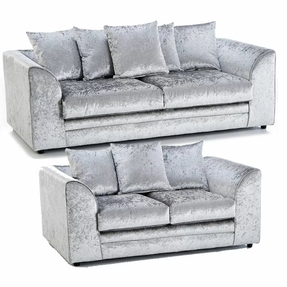 Arabia Crushed Velvet 2 Seater Sofa - Silver