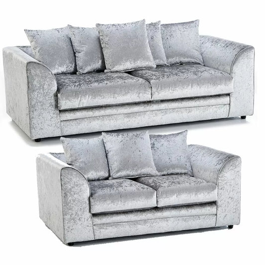 Arabia Crushed Velvet 3 Seater Sofa in Silver, image 2