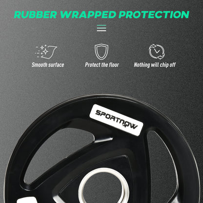 SPORTNOW 2 x 5 kg ciężarki, zestaw sztangi z uchwytem Tri-Grip powlekanej gumą z otworami 2" 5 cm, do domu, na siłownię, do podnoszenia ciężarów i treningu siłowego