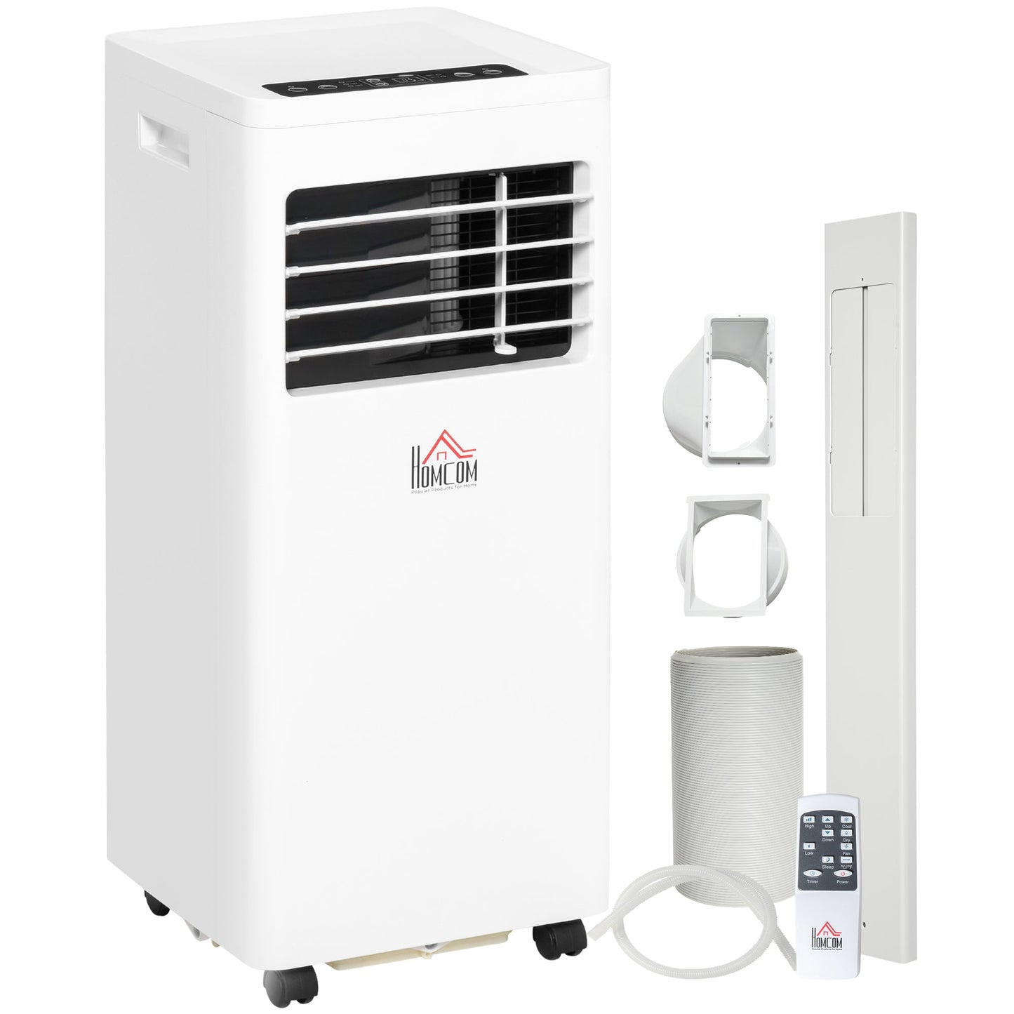 HOMCOM 7000 BTU Air Conditioning Unit, 3-in-1 Portable Air Conditioner, Dehumidifier, Cooling Fan with 2 Speeds, 24H Timer, Remote Control, Digital Display, Window Venting Kit, 26m√Ç¬≤