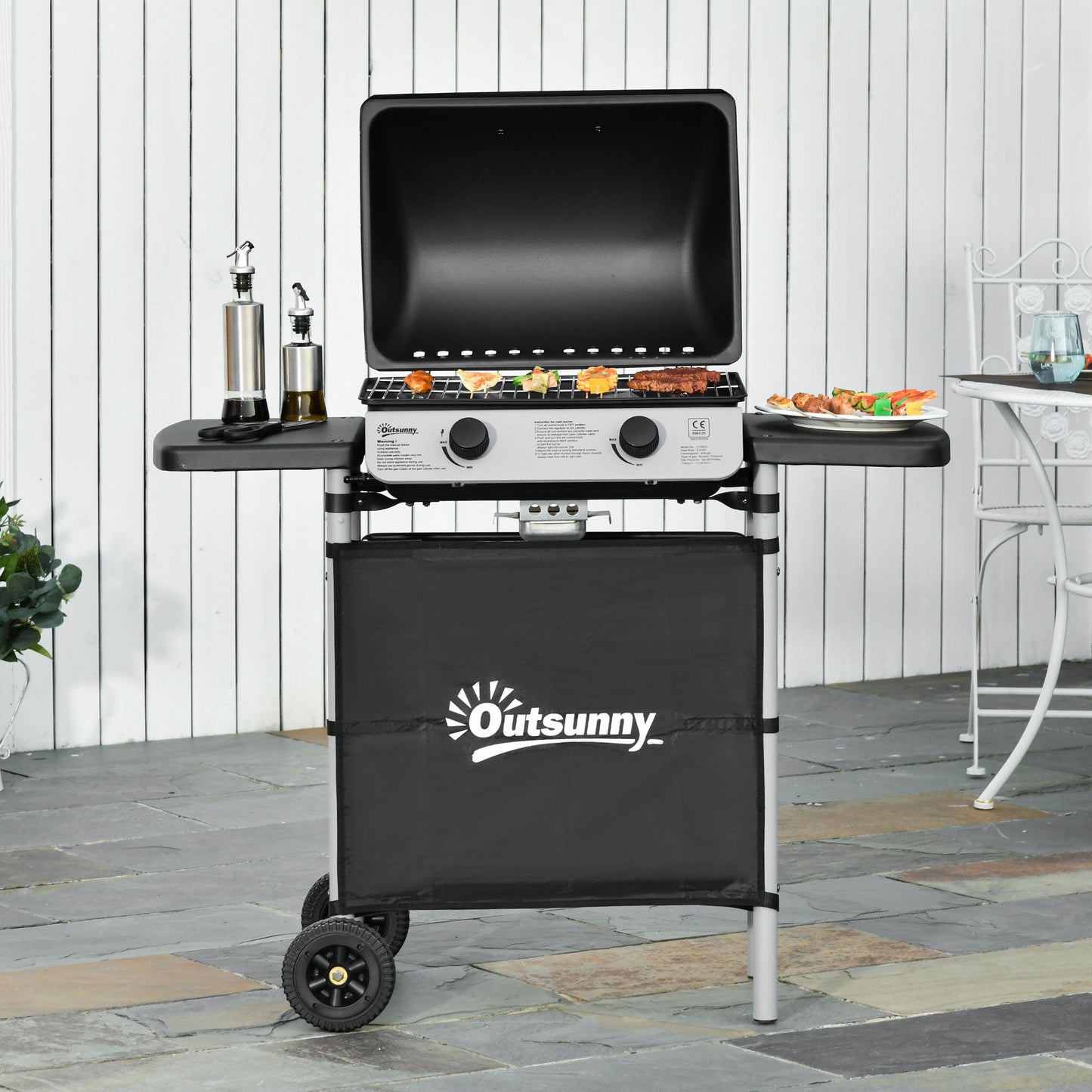 Outsunny 2 x 2.8kW Burner Gas BBQ - Grey