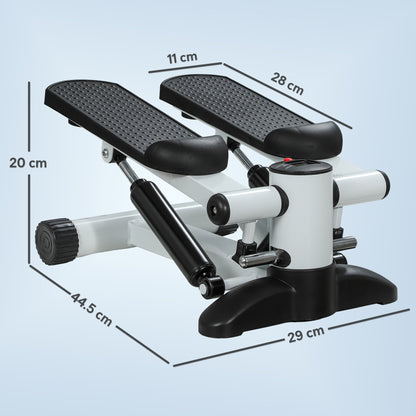SPORTNOW Mini Stepper, Kompaktowy Stepper do ćwiczeń w domu z monitorem LCD i pedałami antypoślizgowymi, Biały