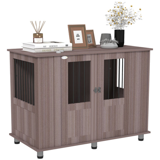 PawHut Dog Crate Table dla średnich i dużych psów z magnetycznymi drzwiczkami do użytku wewnątrz pomieszczeń, 116 x 60 x 87 cm, fioletowy