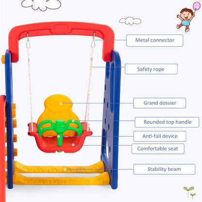 3 in 1 Toddler Slide and Swing Set with Basketball Hoop