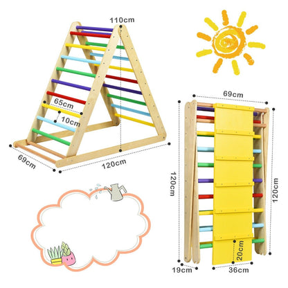 Wooden Climbing Ladder with Ramp for Kindergarten or Home-Colorful