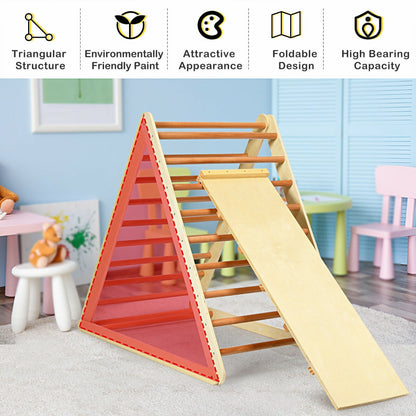 Wooden Climbing Ladder with Ramp for Kindergarten or Home-Natural