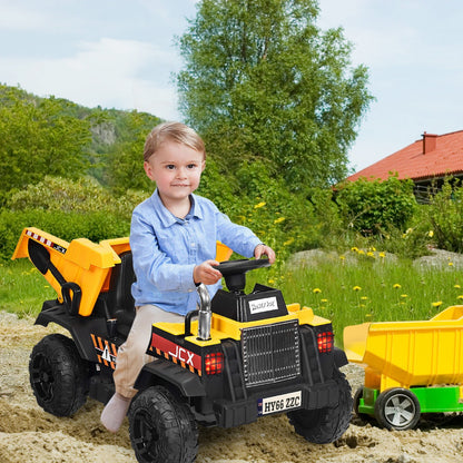 3 Speeds Electric Ride On Dump Truck with Remote Control and Music for Kids-Yellow