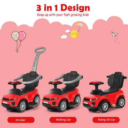 3 in 1 Ride on Push Car Stroller Sliding Walking Car-Red
