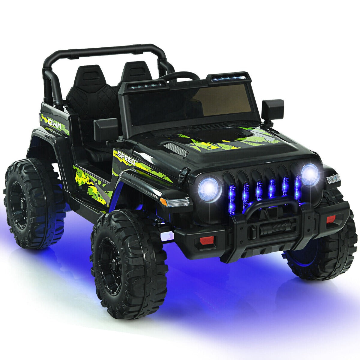 12V Battery Powered Kids Ride on Truck with Remote Control-Black