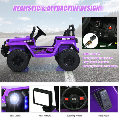 12V Battery Powered Kids Ride on Truck with Remote Control-Purple