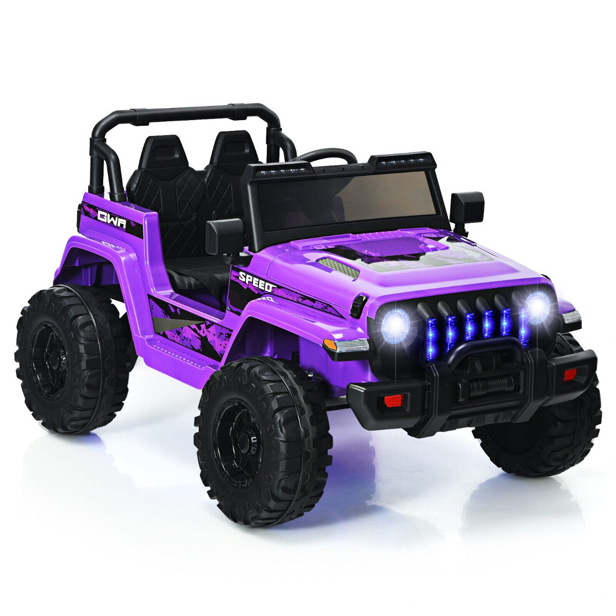 12V Battery Powered Kids Ride on Truck with Remote Control-Purple