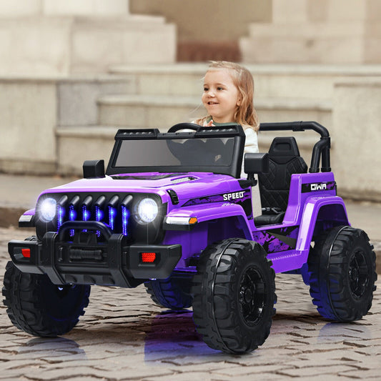 12V Battery Powered Kids Ride on Truck with Remote Control-Purple