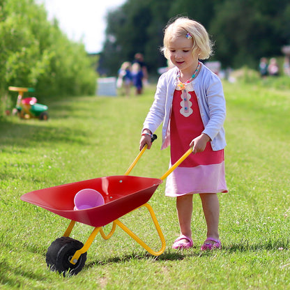 Kids Metal Cart Wheelbarrow Brick Toy Soil Garden Trolley-Green