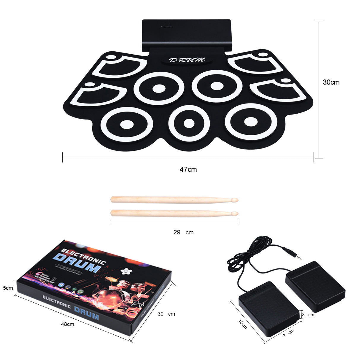 Roll-Up Electronic Drum With Lithium Battery and Bluetooth