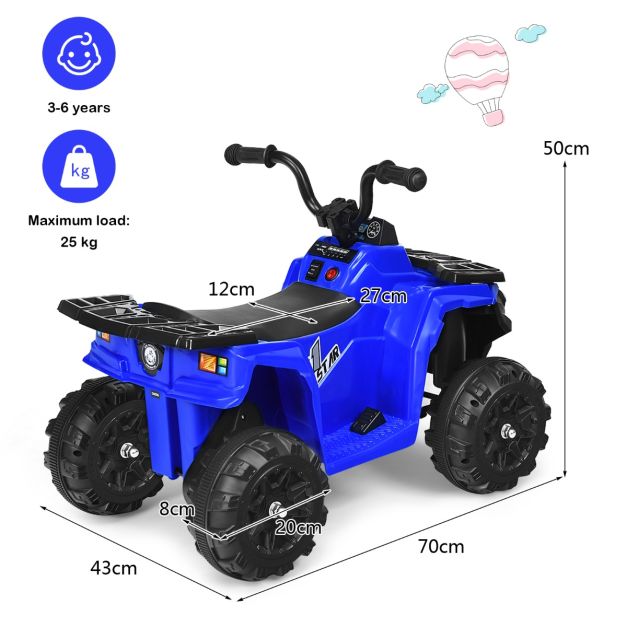 All Terrain Electric Quad Bike for Kids with MP3 and USB-Blue