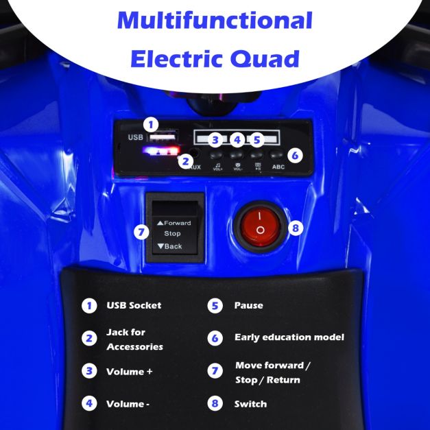 All Terrain Electric Quad Bike for Kids with MP3 and USB-Blue