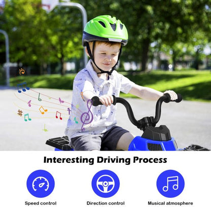 All Terrain Electric Quad Bike for Kids with MP3 and USB-Blue
