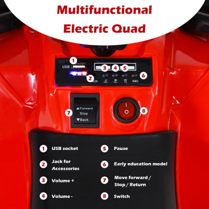 All Terrain Electric Quad Bike for Kids with MP3 and USB-Red