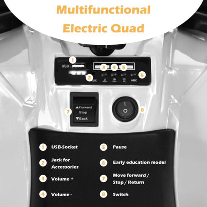 All Terrain Electric Quad Bike for Kids with MP3 and USB-White