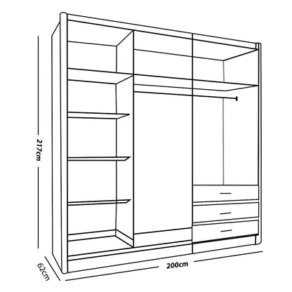 Manhattan Black High Gloss Sliding Door Wardrobe - 120cm,150cm and 200cm