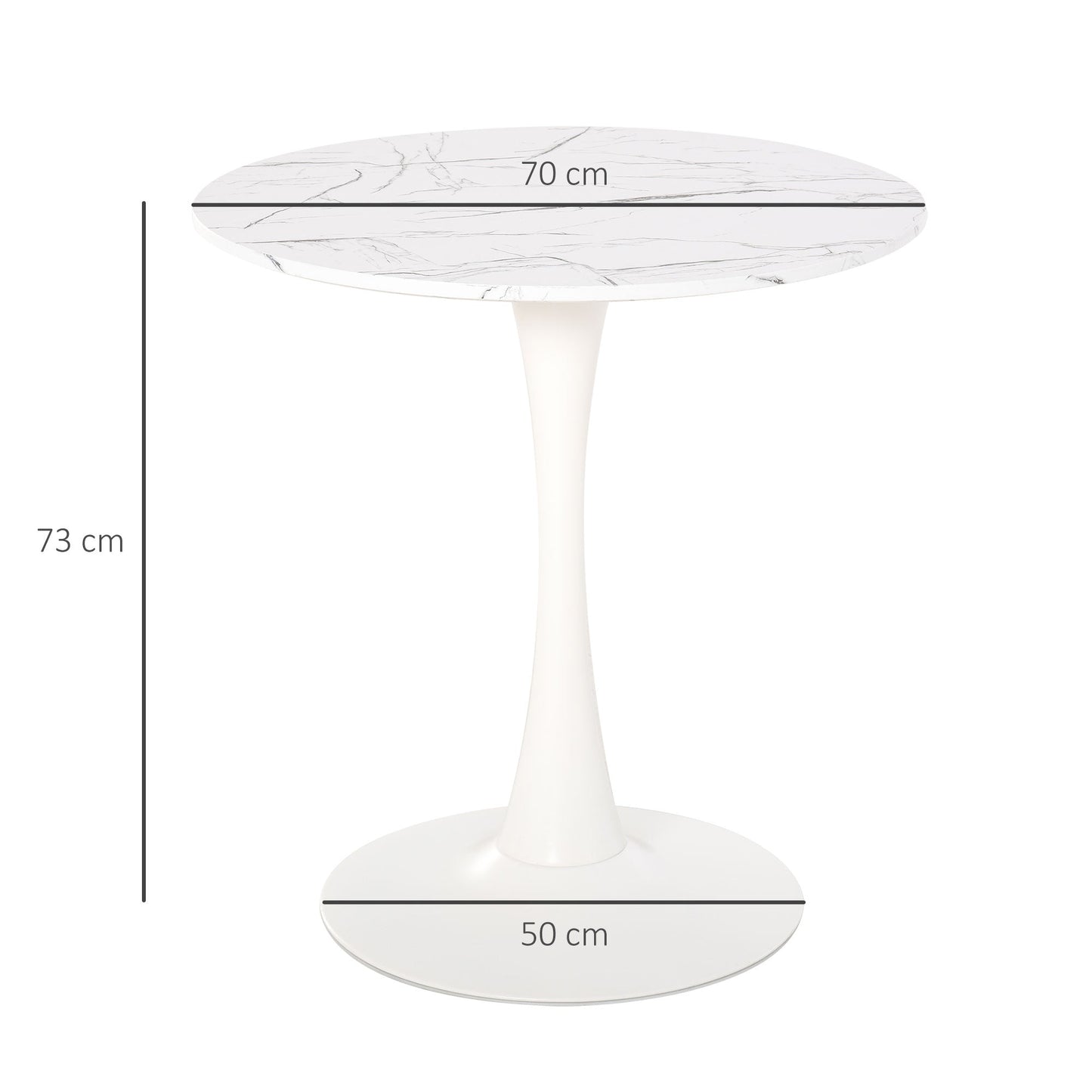HOMCOM Modern Round Dining Table Leisure Coffee Bistro Table with Metal Base for Kitchen & Dining Room White