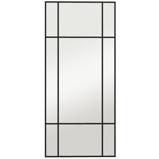 HOMCOM Decorative Grid Wall Mirror, with Back Hooks - Black