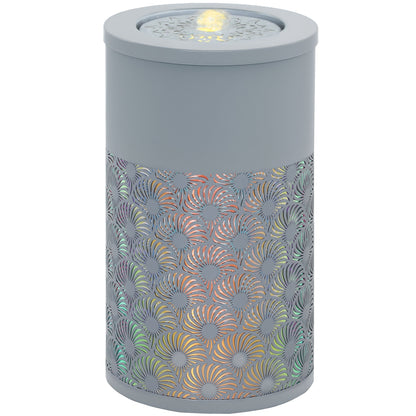 Outsunny 30 cm Tall Garden Waterfall Fountain with LED Lights and Pump, Garden Water Feature Water Fountain with Adjustable Flow and Cut-out Design for Indoor and Outdoor Decor, Light Grey