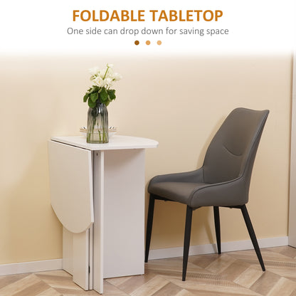 HOMCOM Four-Person Drop Leaf Dining Table - White