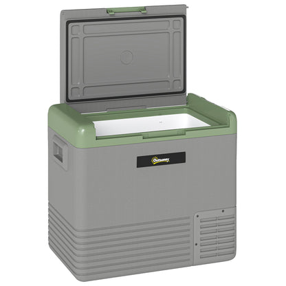 Outsunny 50L Portable Car Refrigerator - Light Green and Grey