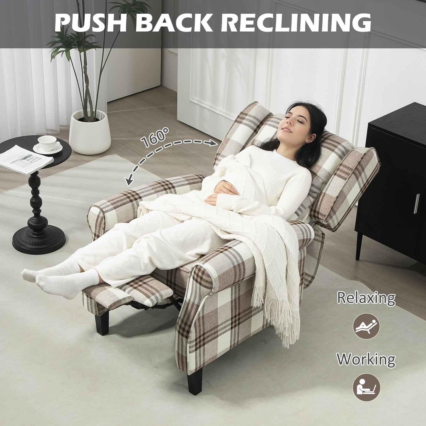 HOMCOM 160 Reclining Armchair, with Footrest - Brown