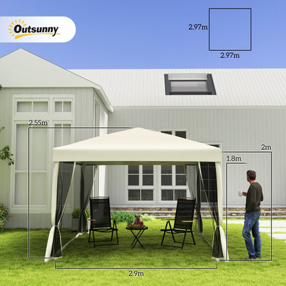 Outsunny 3 x 3(m) Pop Up Gazebo z 4 siatkowymi bokami i torbą transportową, namiot imprezowy z regulowaną wysokością, przenośny ogród na zewnątrz