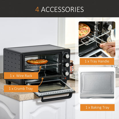 1400W Mini Oven, 21L Countertop Electric Grill, Toaster Oven with Adjustable Temperature, Timer, Baking Tray and Wire Rack,